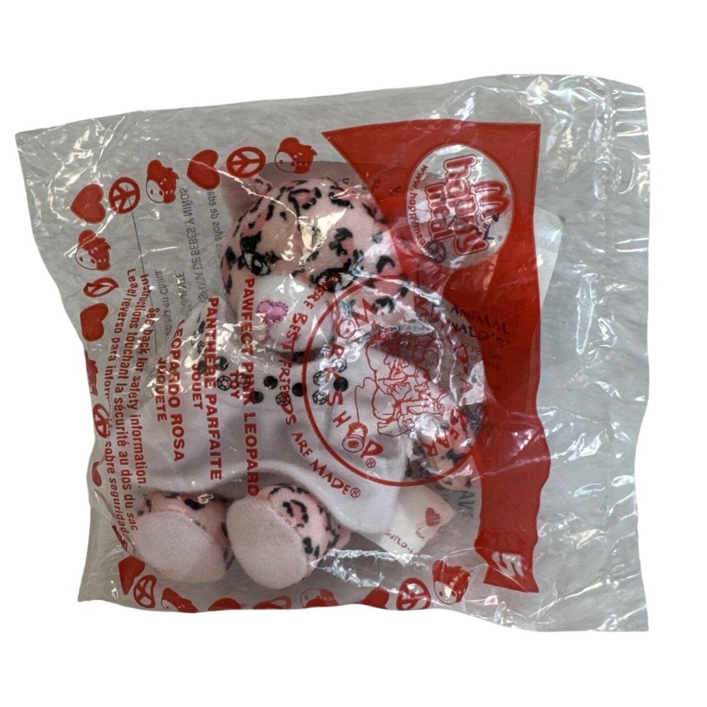 McDonalds Build-A-Bear 2009 Pawfect Pink Leopard Plush Happy Meal Toy New Sealed